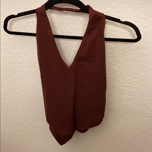 Burgundy Halter Open-Back Bodysuit